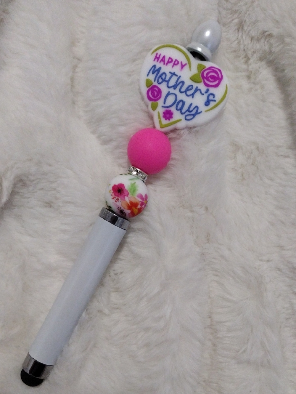 Happy Mother's Day Pink & White Stylus Pen